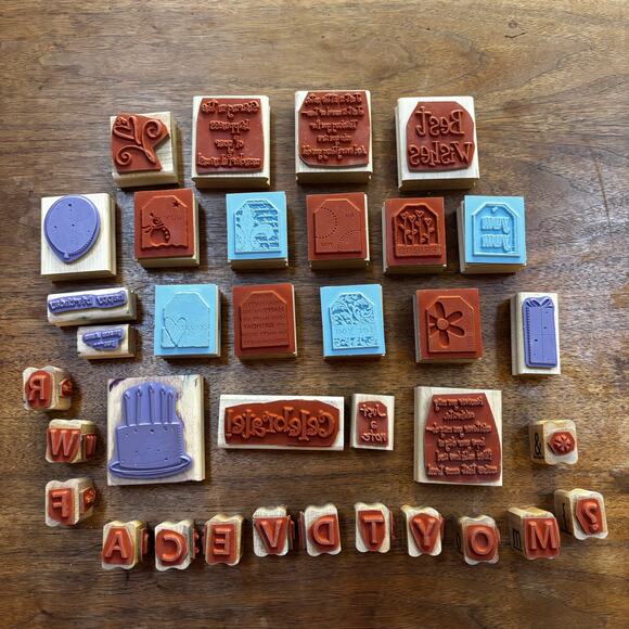 Craft lot of stamps (35) variety holiday gift tags new baby alphabet letters - Picture 8 of 13